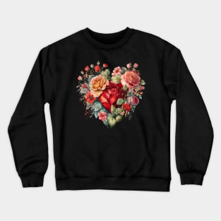 Heart Shaped Bouquet of Rose Flowers Crewneck Sweatshirt